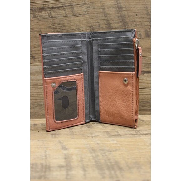 Max Studio women's pink double fold folding clutch‎ wallet - Picture 5 of 11